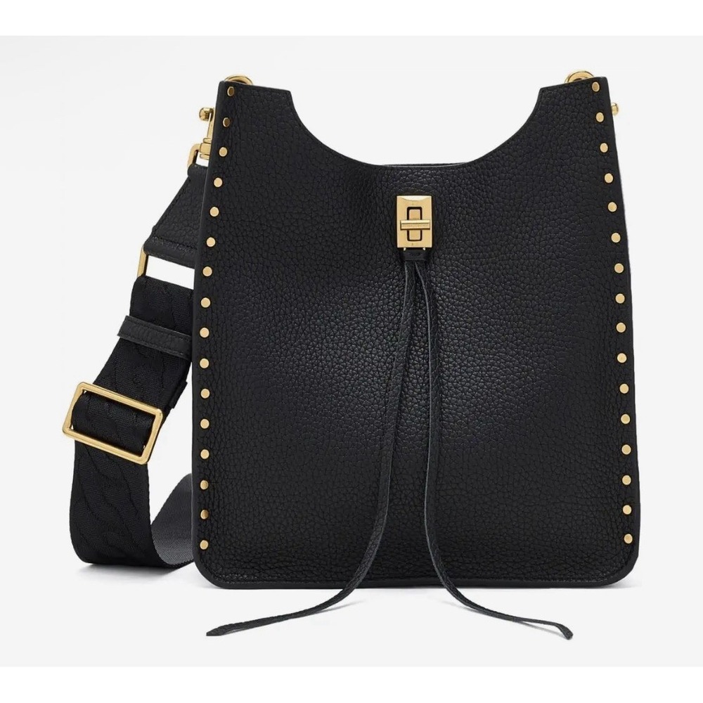 Rebecca Minkoff Darren Small Studded Leather Shoulder Bag In Black Studded